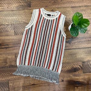 MASSIMO DUTTI M vintage tunic multicolor sweater long top tank top frill